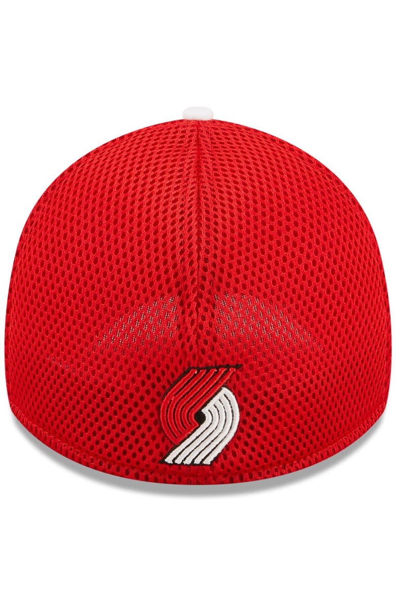 New Era Men's New Era White/Red Portland Trail Blazers Large Logo 39THIRTY Flex Hat, Alternate, color,
