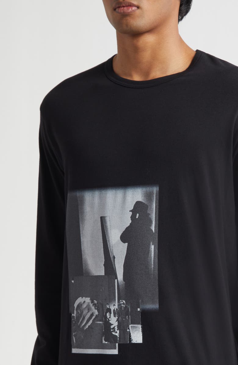 Yohji Yamamoto Basic Long Sleeve Graphic T-Shirt, Alternate, color, Black