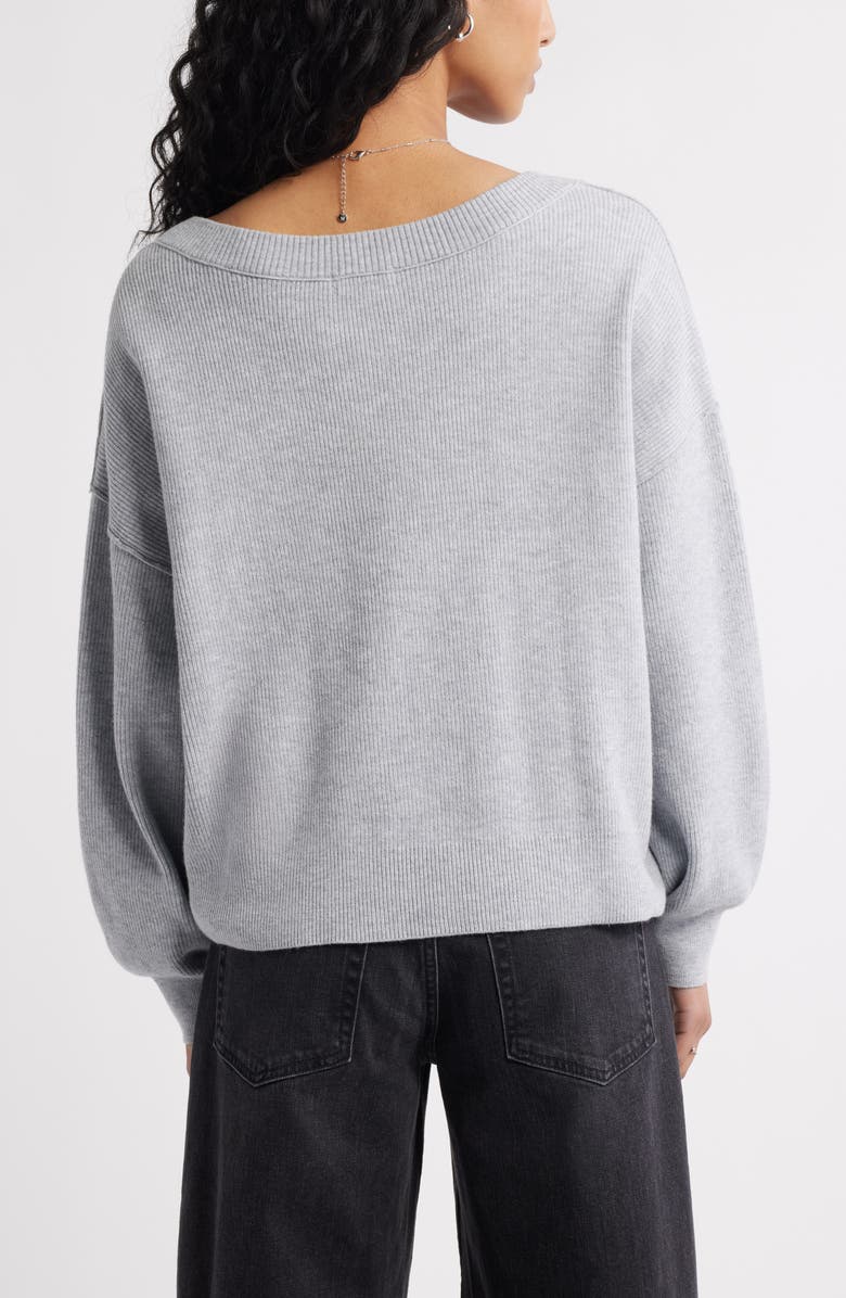 BP. Seamed Oversize V-Neck Rib Sweater, Alternate, color, Grey Soft Heather