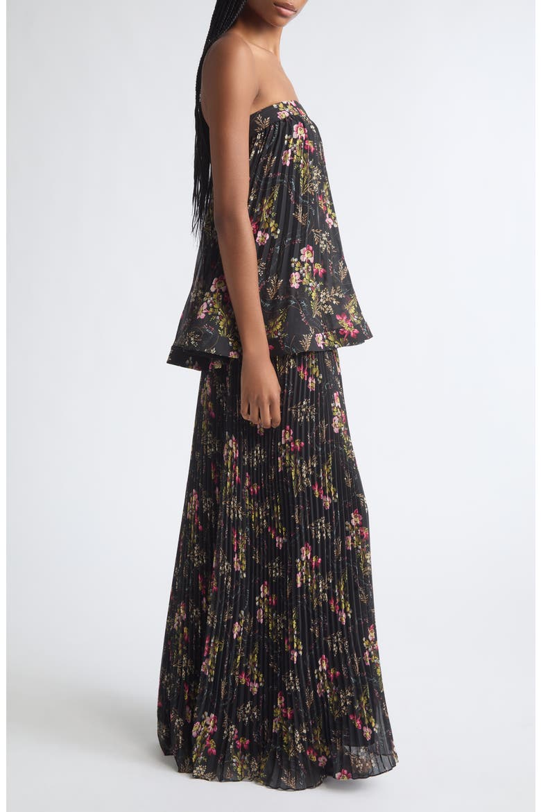 Ros Strapless Pleated Maxi Gown, Alternate, color, BLACK MULTI