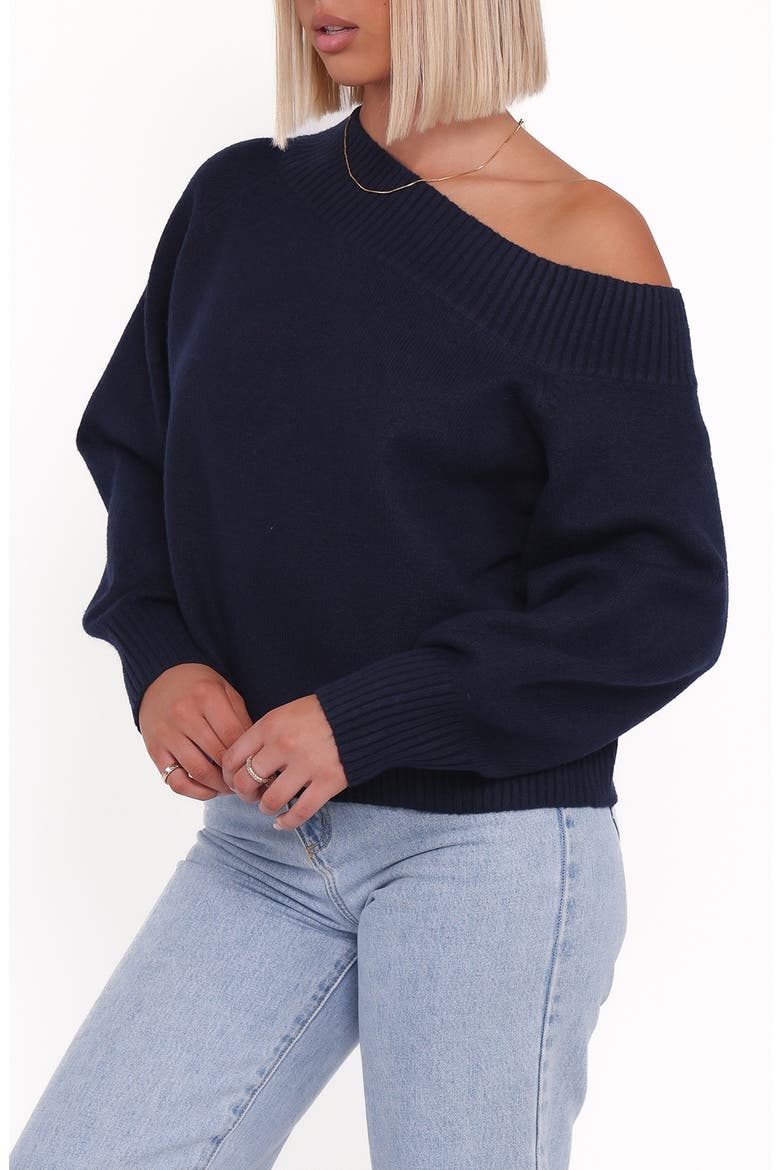 Allis One-Shoulder Sweater, Alternate, color, NAVY