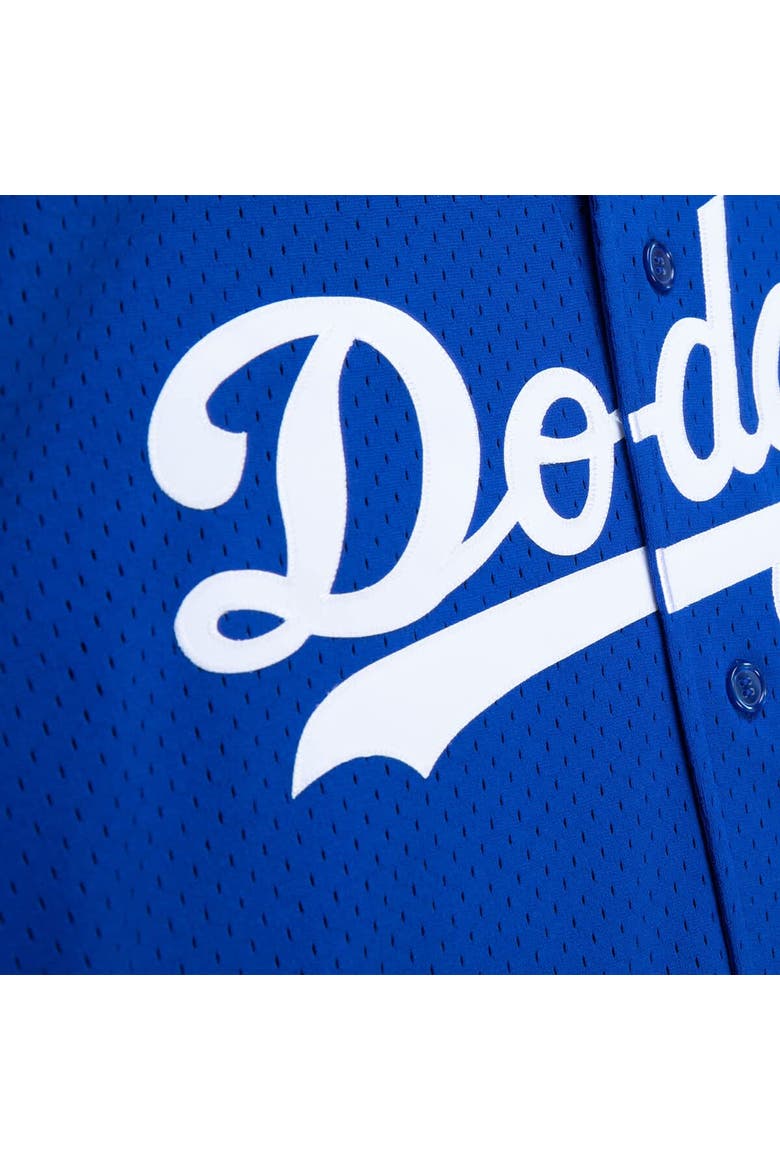 Men's Mitchell & Ness Hideo Nomo Royal Los Angeles Dodgers Cooperstown Collection Mesh Batting Practice Button-Up Jersey, Alternate, color, Royal