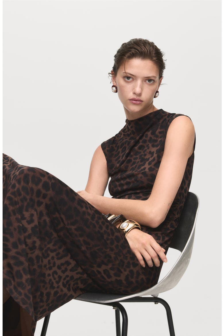 Leopard Sleeveless Maxi Dress, Alternate, color, BROWN