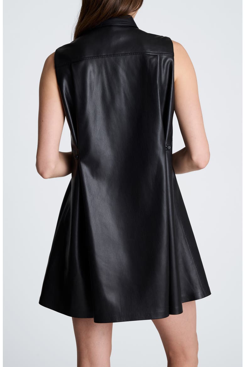 Faux Leather Swing Shirt Dress, Alternate, color, BLACK