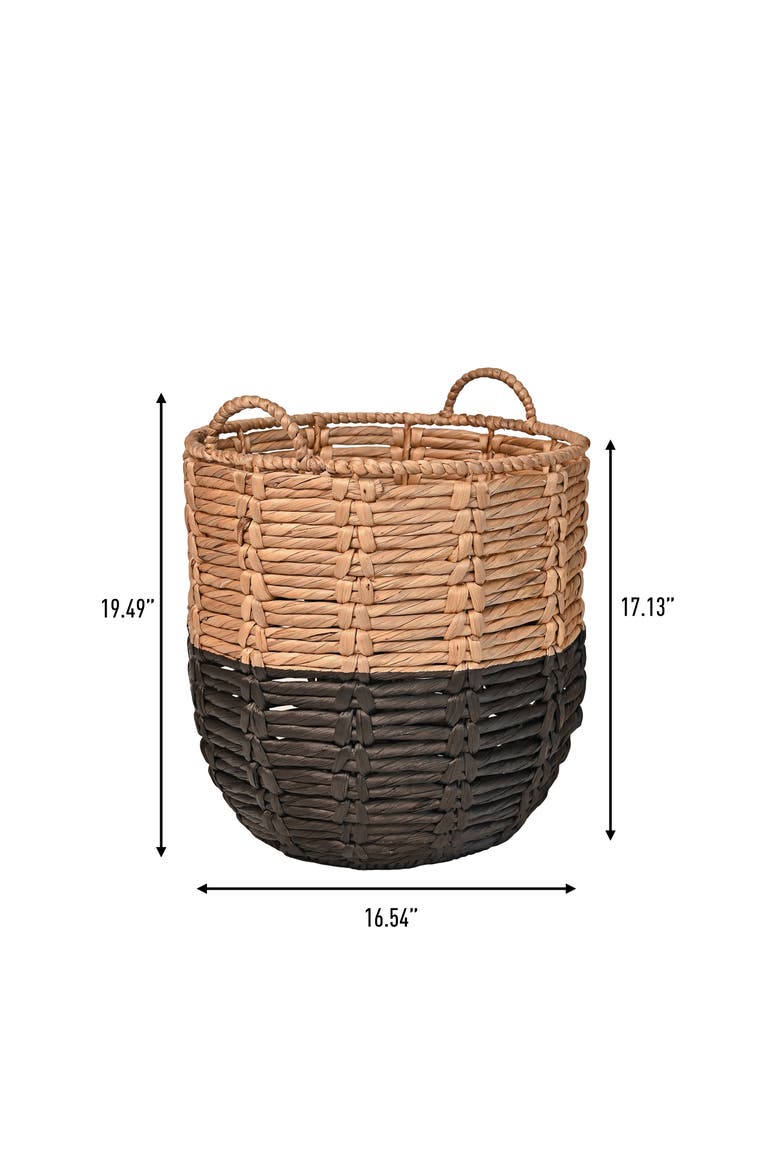 Laurel 19.49" Bohemian Handwoven Abaca Hamper Basket with Handles, Alternate, color, Natural/Black