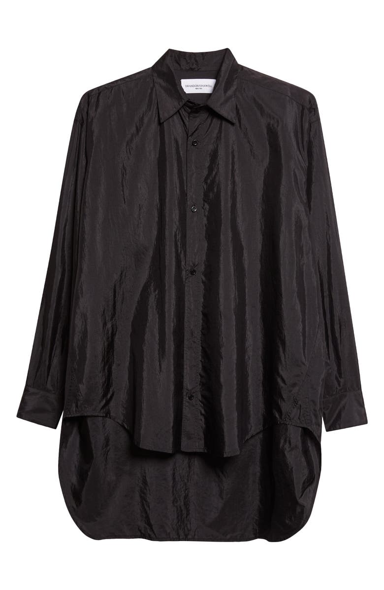 Brandon Maxwell The Keegan Relaxed Boyfriend Button-Up Shirt, Alternate, color, Black