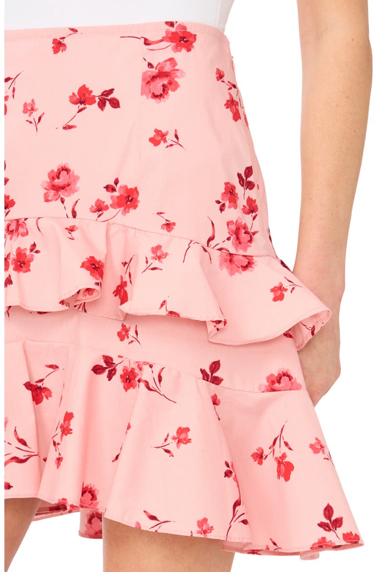 Tiered Flounce Miniskirt, Alternate, color, CORAL BLOOM