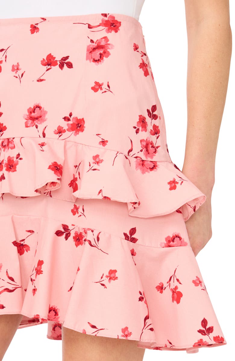 CeCe Tiered Flounce Miniskirt, Alternate, color, Coral Bloom