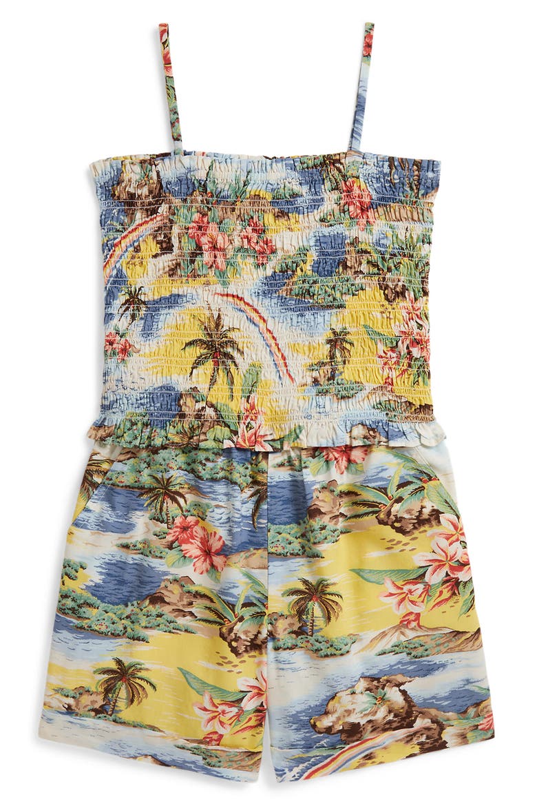 Kids' Print Smocked Boxy Top & Shorts, Main, color, RAINBOW TROPICAL