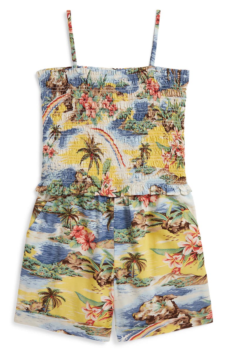 Polo Ralph Lauren Kids' Print Smocked Boxy Top & Shorts, Main, color, Rainbow Tropical