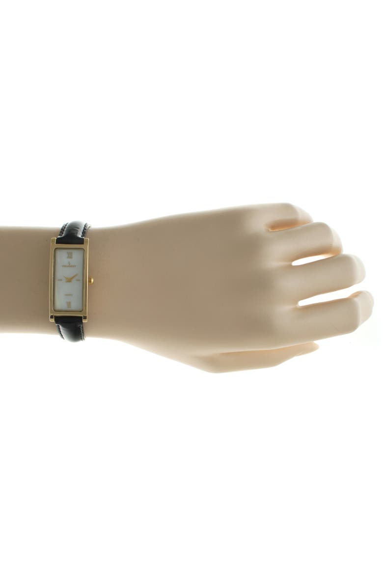 Everyday Rectangular Glossy Leather Watch- 35x18MM, Alternate, color, Black