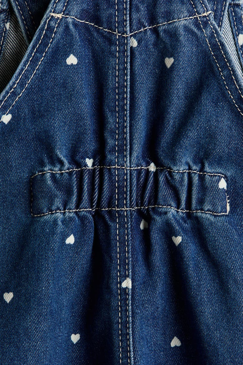 Printed Denim Dungarees, Alternate, color, Dark blue/hearts