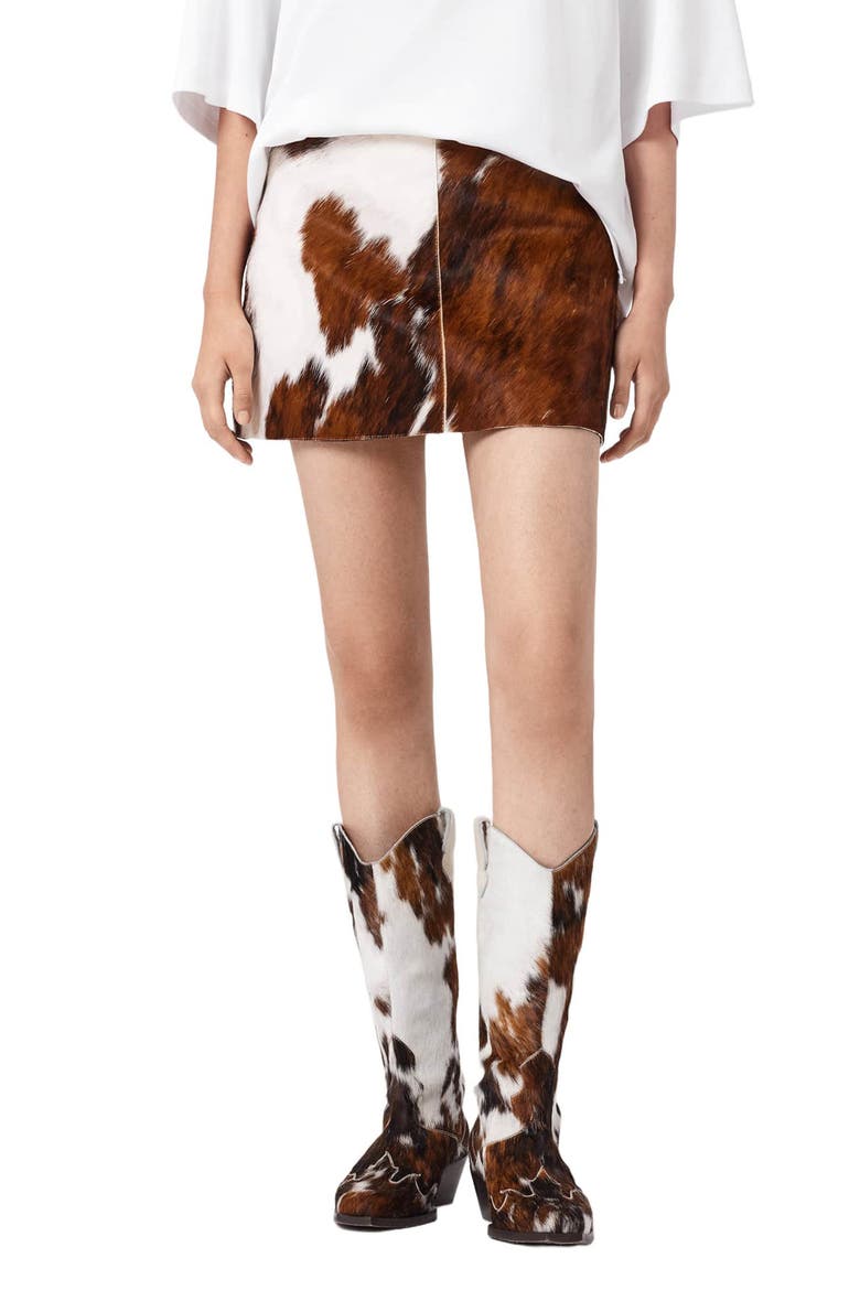 Dapple Genuine Calf Hair Miniskirt, Main, color, COW PRINT