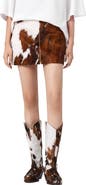 AllSaints Dapple Genuine Calf Hair Miniskirt