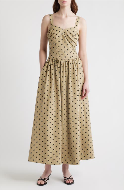 En Saison Hadley Dot Sleeveless Maxi Dress in Tan Black at Nordstrom, Size Large