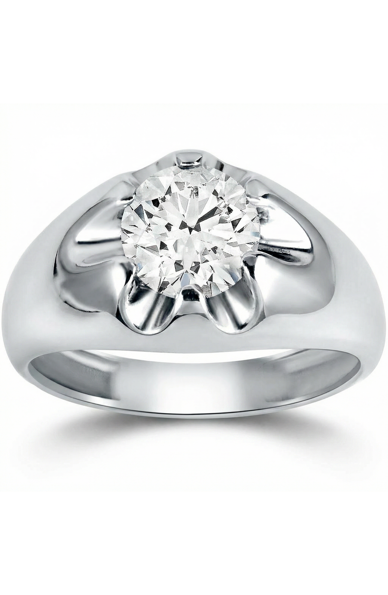 Bliss Diamond Mens 1 1/2ct Diamond Solitaire Belcher Wedding Ring 14k Gold Lab Grown, Main, color, 14K White Gold