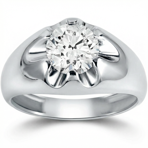 Mens 1 1/2ct Diamond Solitaire Belcher Wedding Ring 14k Gold Lab Grown