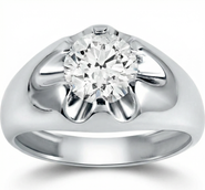 Bliss Diamond Mens 1 1/2ct Diamond Solitaire Belcher Wedding Ring 14k Gold Lab Grown