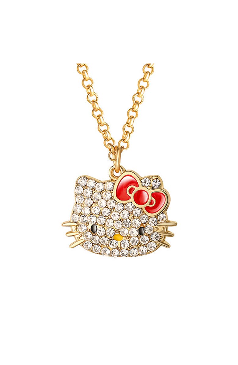 Hello Kitty Pave Crystal Necklace, Main, color, Gold