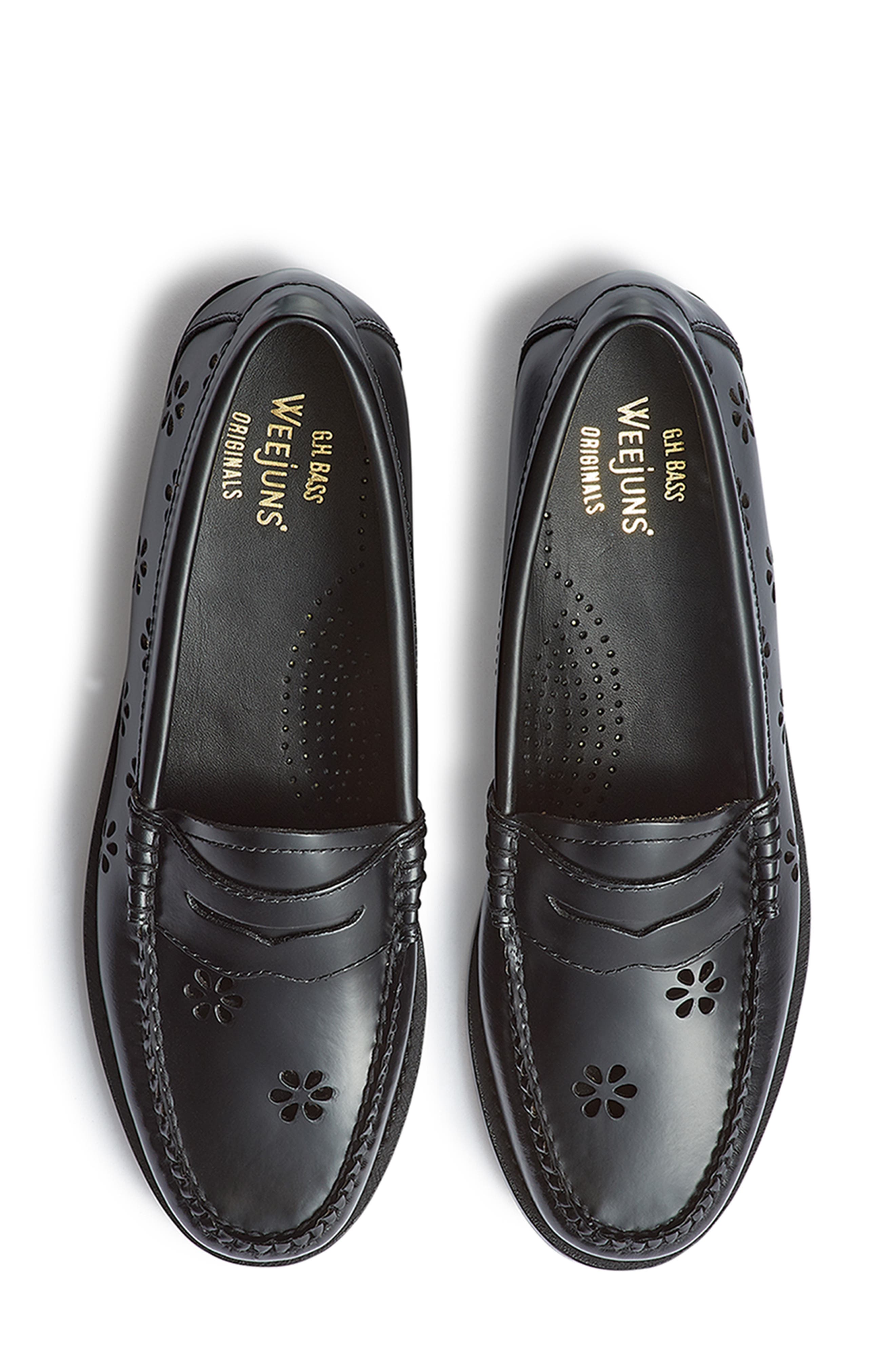 G.H.BASS Whitney Flower Cutout Leather Penny Loafer, Alternate, color, 