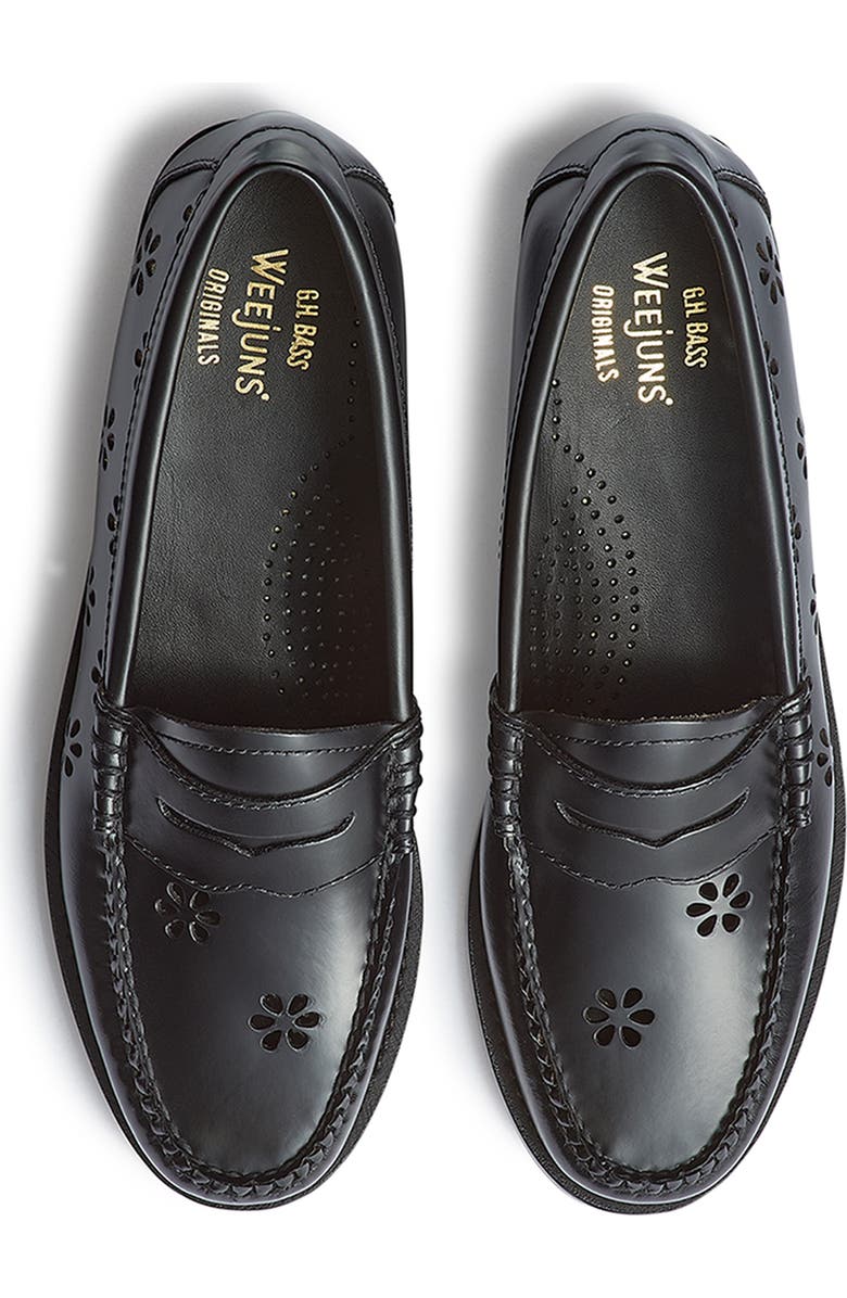 G.H.BASS Whitney Flower Cutout Leather Penny Loafer, Alternate, color,