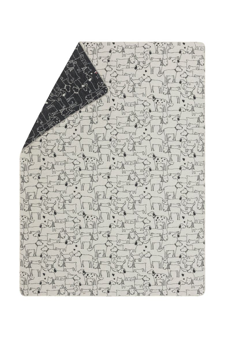 Juwel Dogs Allover Throw, Main, color, Offwhite