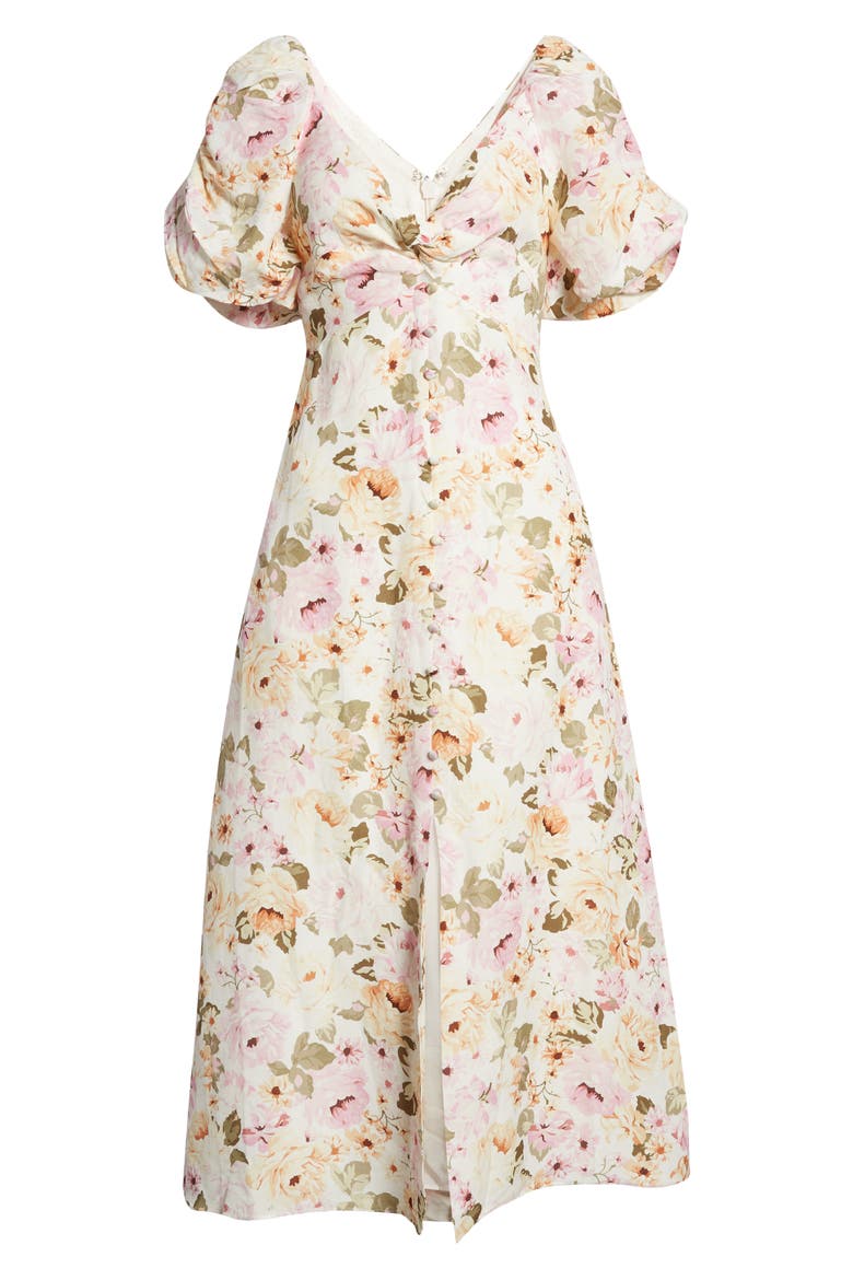 Tilly Twist Front Midi Dress, Alternate, color, BLUSH AIRLIE FLORAL
