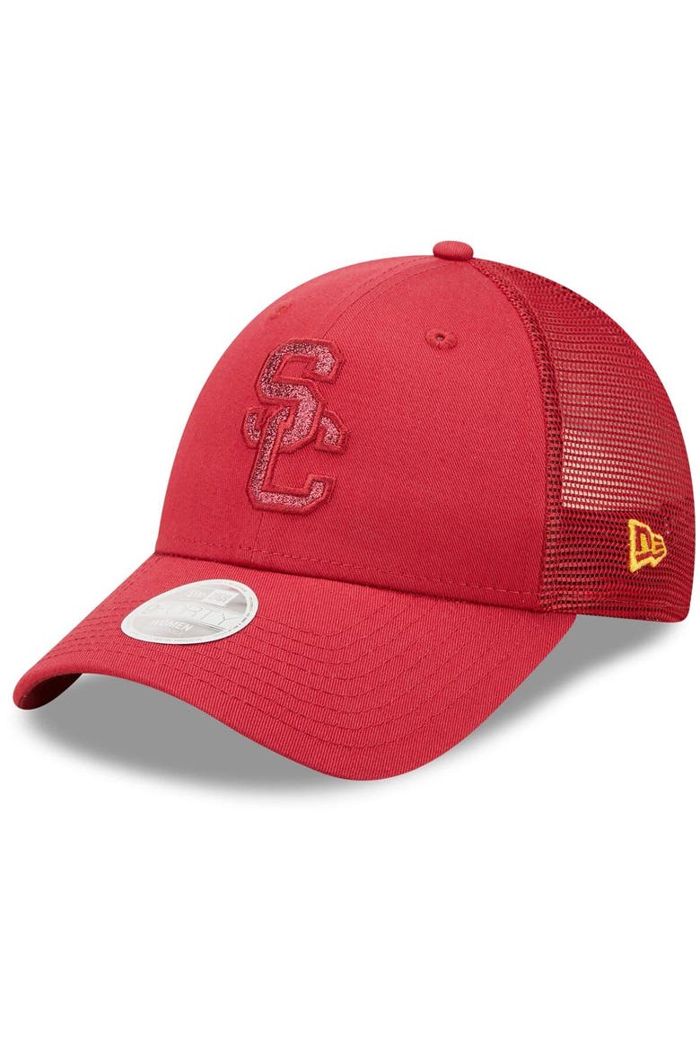 Women's New Era Cardinal USC Trojans 9FORTY Logo Spark Trucker Snapback Hat, Main, color, Cardinal