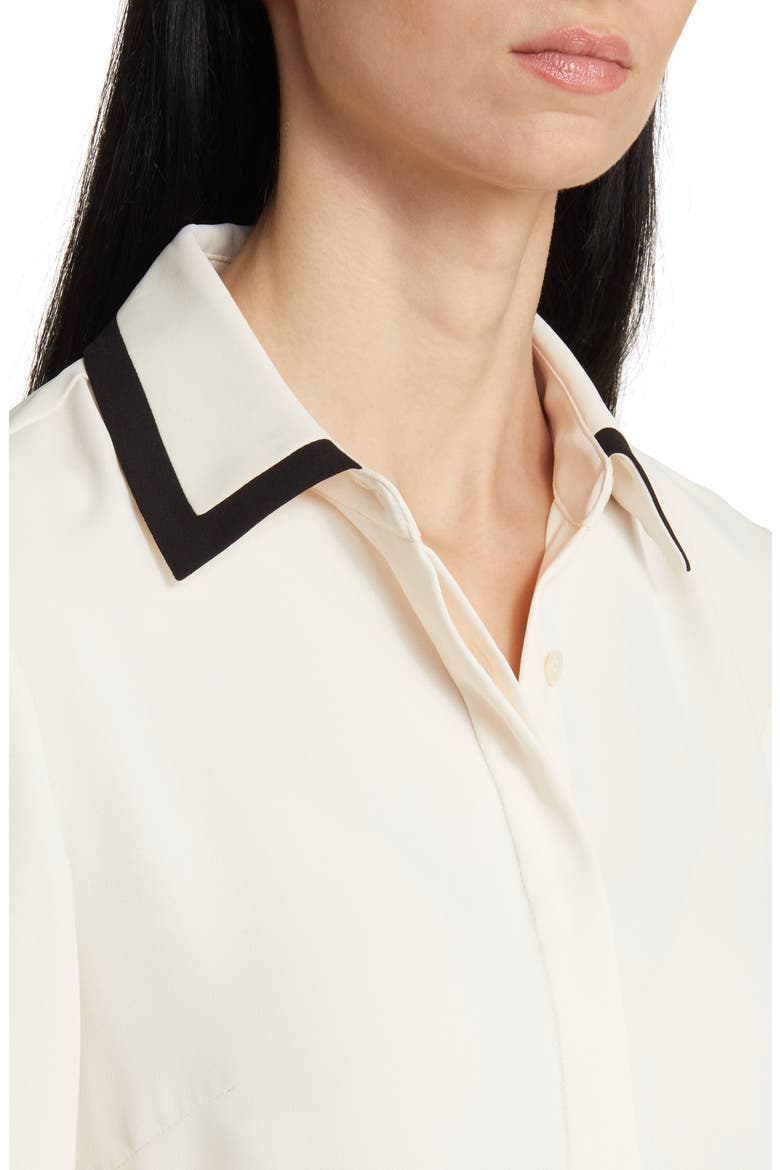 Tipped Button-Up Shirt, Alternate, color, ANNE WHITE