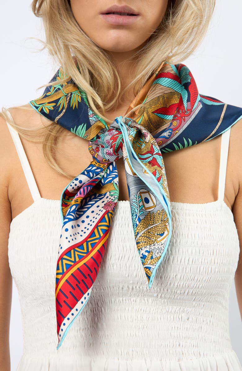 Viens Avec Moi Full Moon Large Silk Scarf, Main, color, Burgundy And Sage