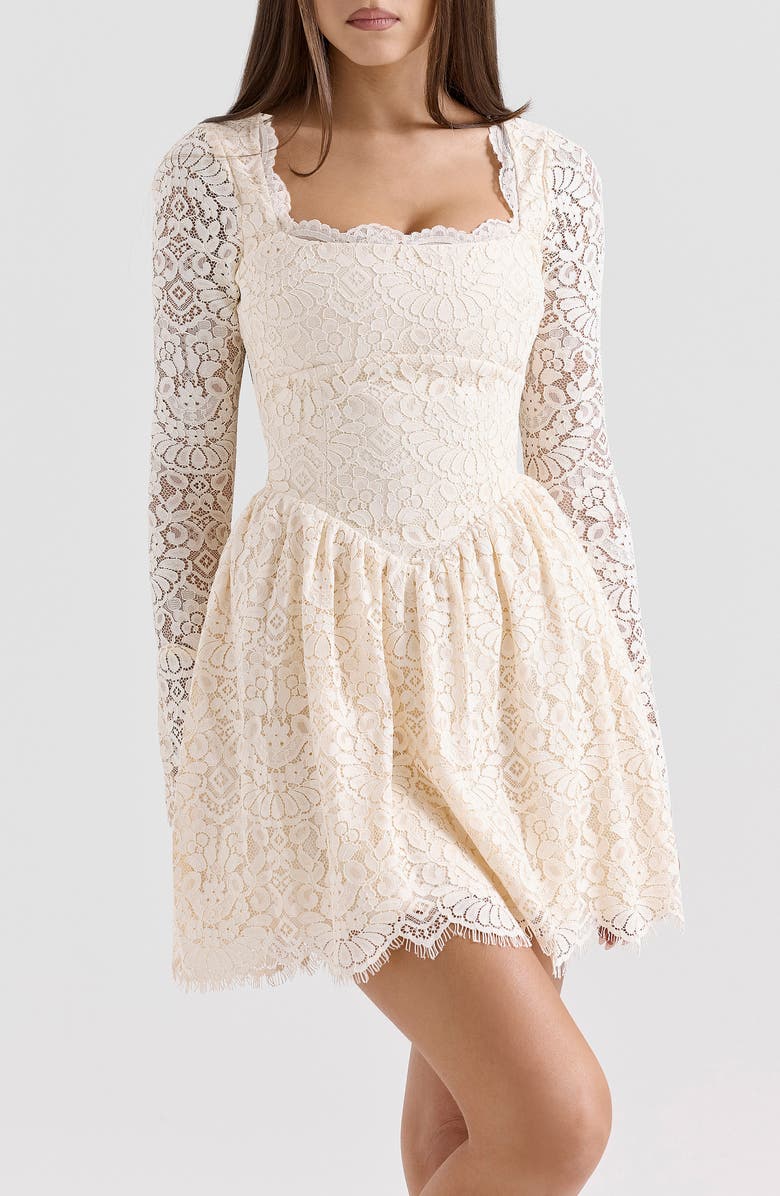 HOUSE OF CB Fae Long Sleeve Minidress, Alternate, color, Vintage Cream