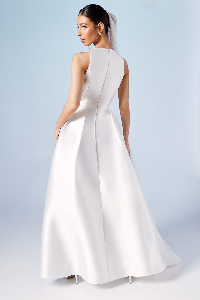 Bow Waist Maxi Wedding, Alternate, color, Ivory