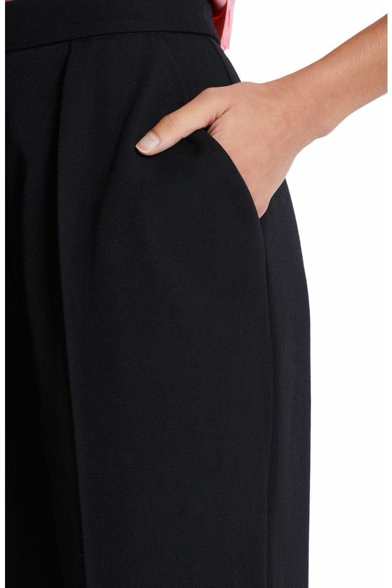 High-Waisted Grain De Poudre Trousers, Alternate, color, Black