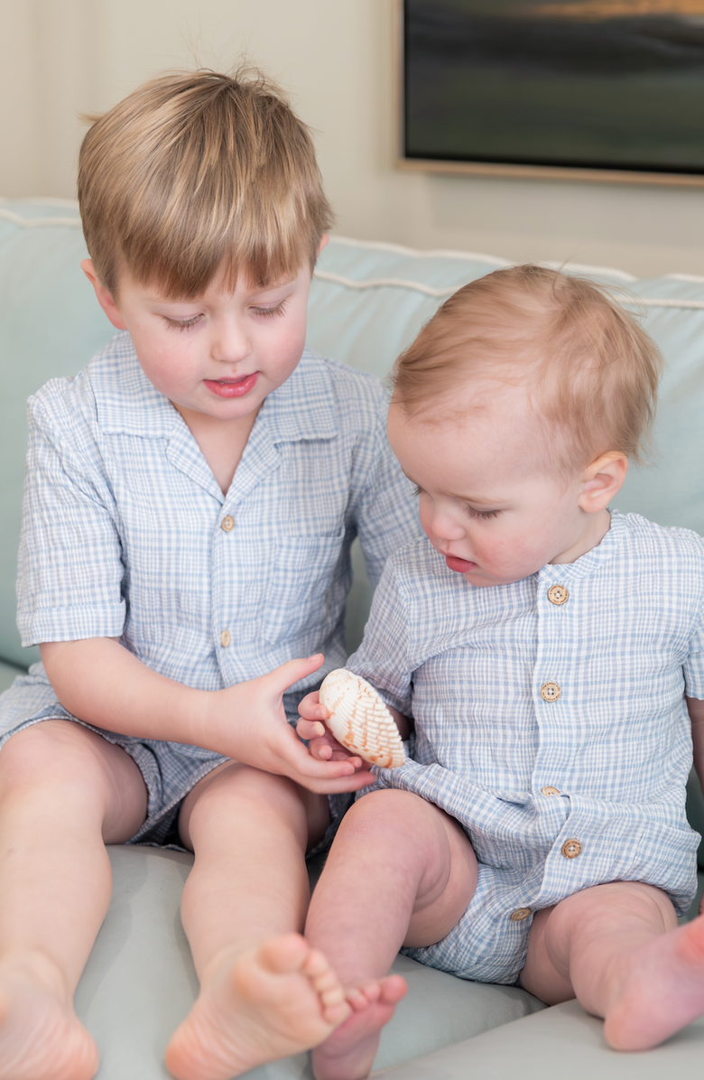 Little Paper Kids Reese Bubble Romper, Alternate, color, Seaside Picnic