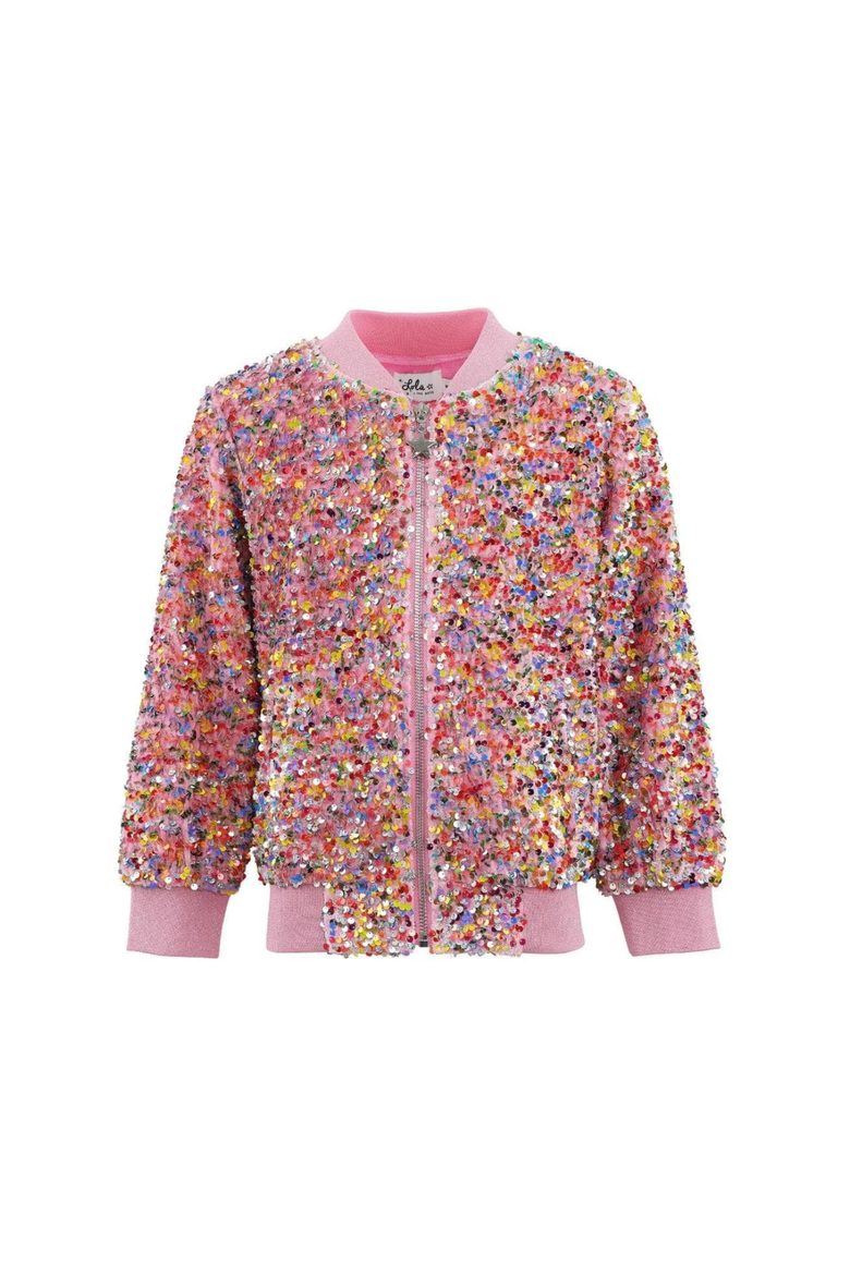 Confetti Shimmer Party Bomber, Main, color, Pink