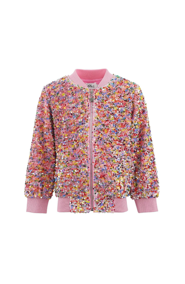 Lola + The Boys Confetti Shimmer Party Bomber, Main, color, Pink