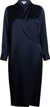 Nordstrom Long Sleeve Satin Shirtdress