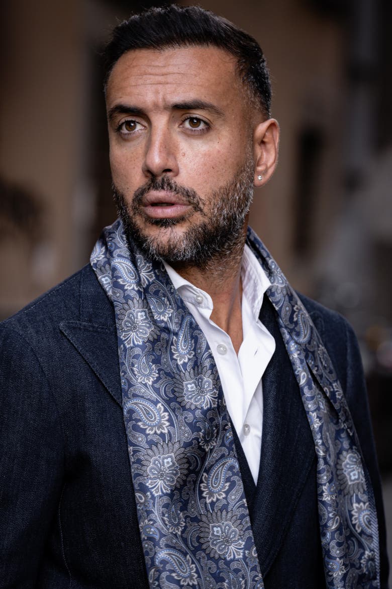 Pasquino - Silk Scarf for Men, Alternate, color, Navy