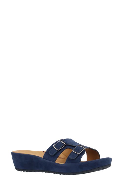 L'amour Des Pieds Careena Wedge Slide Sandal In Navy