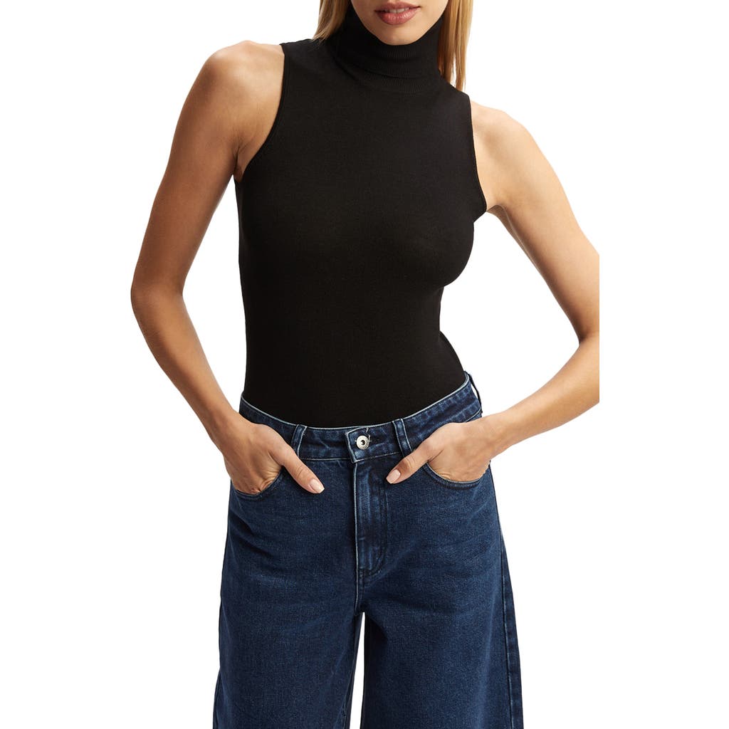 Bardot Turtleneck Sleeveless Bodysuit In Black