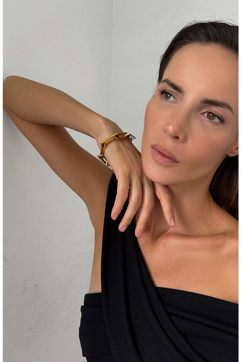 Oversized Rectangular Link Bracelet, Alternate, color, GOLD