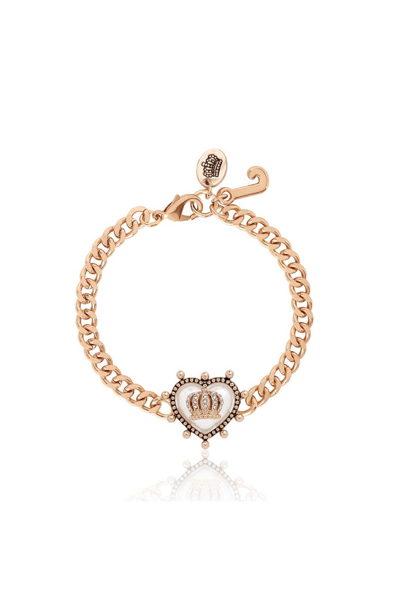 Juicy Couture Gold-Tone Chain Bracelet with Crown Heart Charm, Main, color, Gold