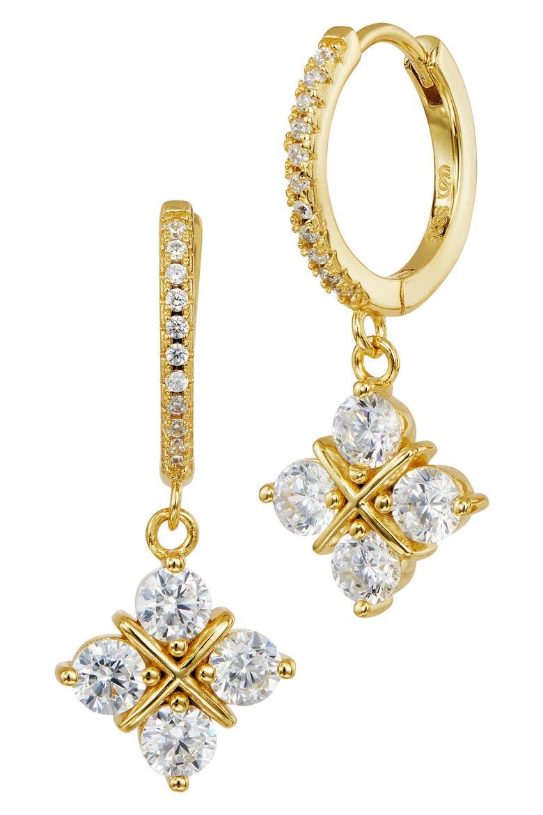 Cubic Zirconia Grid Drop Hoop Earrings, Main, color, YELLOW