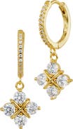 SAVVY CIE JEWELS Cubic Zirconia Grid Drop Hoop Earrings