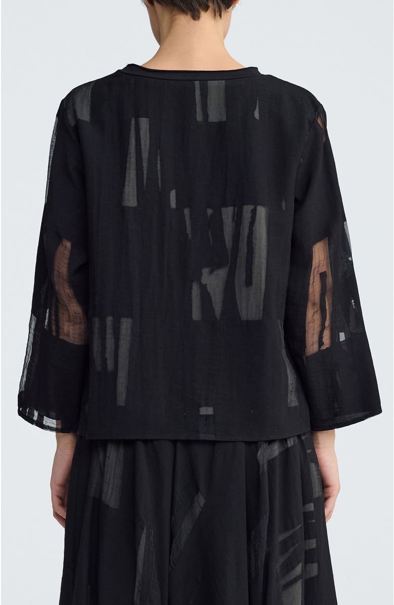 LUUKAA Selindra Sheer Jacquard Blouse, Alternate, color, Khaki Black