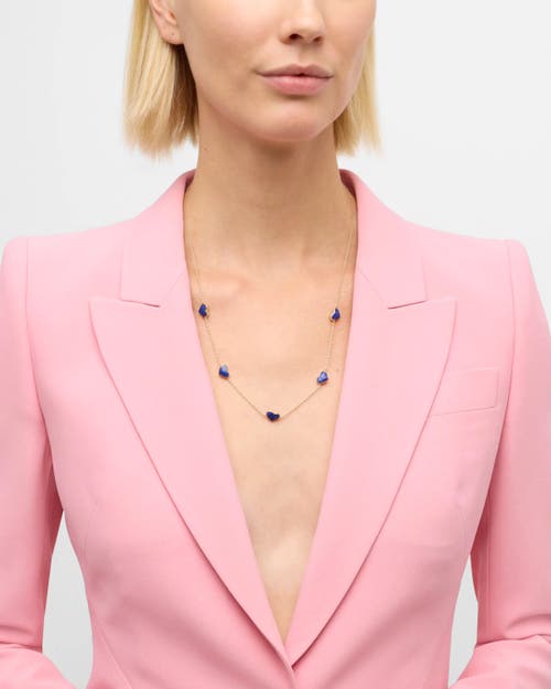 Jan Leslie Five Station Heart 30" Necklace Set In Sterling Silver With 18k Gold Overlay In Blue