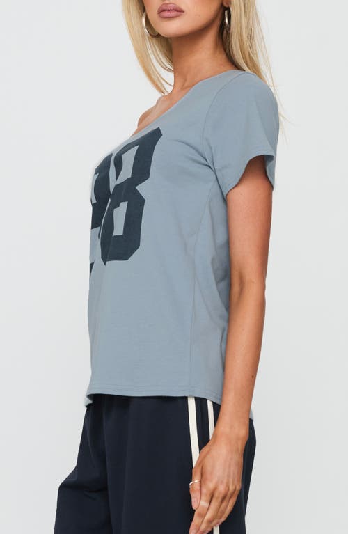 Princess Polly Stayback One-shoulder Graphic T-shirt In Blue