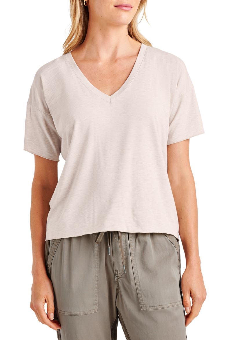 V-Neck Short Sleeve Tee, Main, color, OAT HEATHER