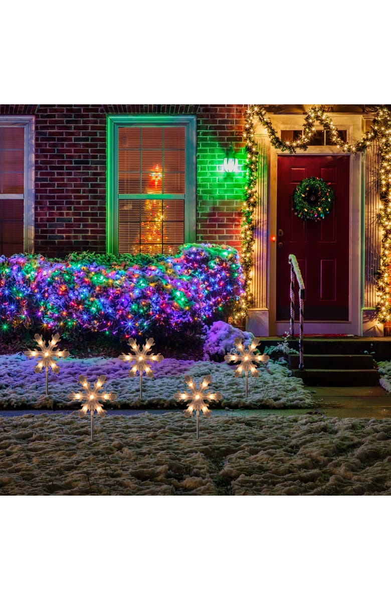Northlight Lighted Snowflake Outdoor Christmas Pathway Markers - 14.25" - Set of 5, Alternate, color,