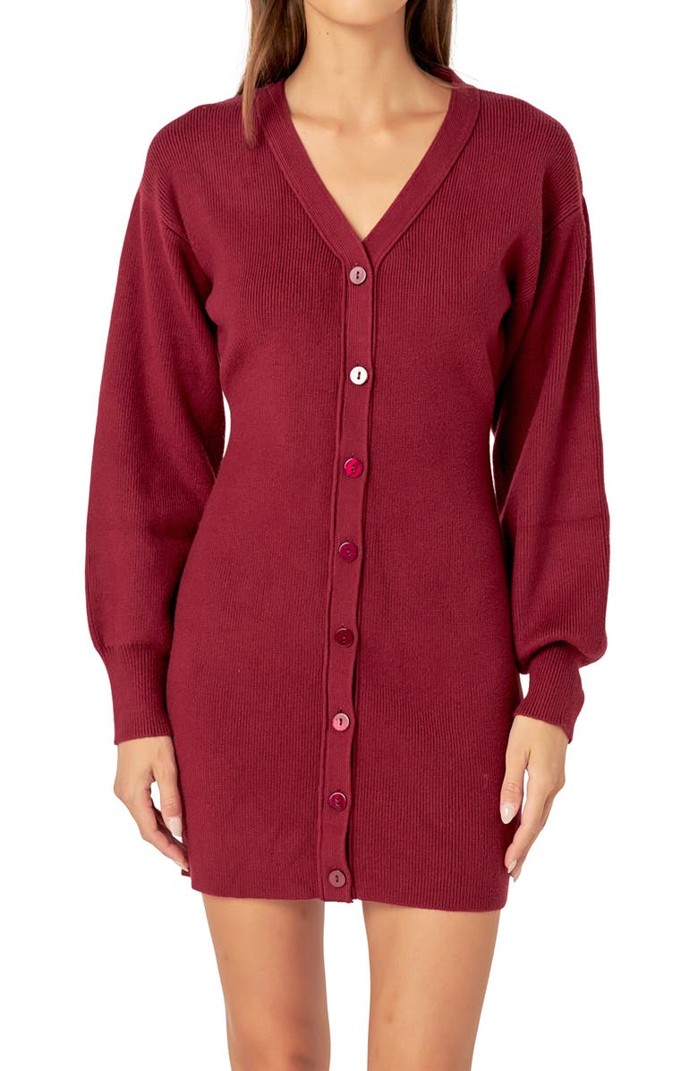 Endless Rose Rib Long Sleeve Minidress, Alternate, color, 